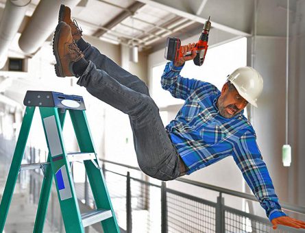 Worker falling from stairs